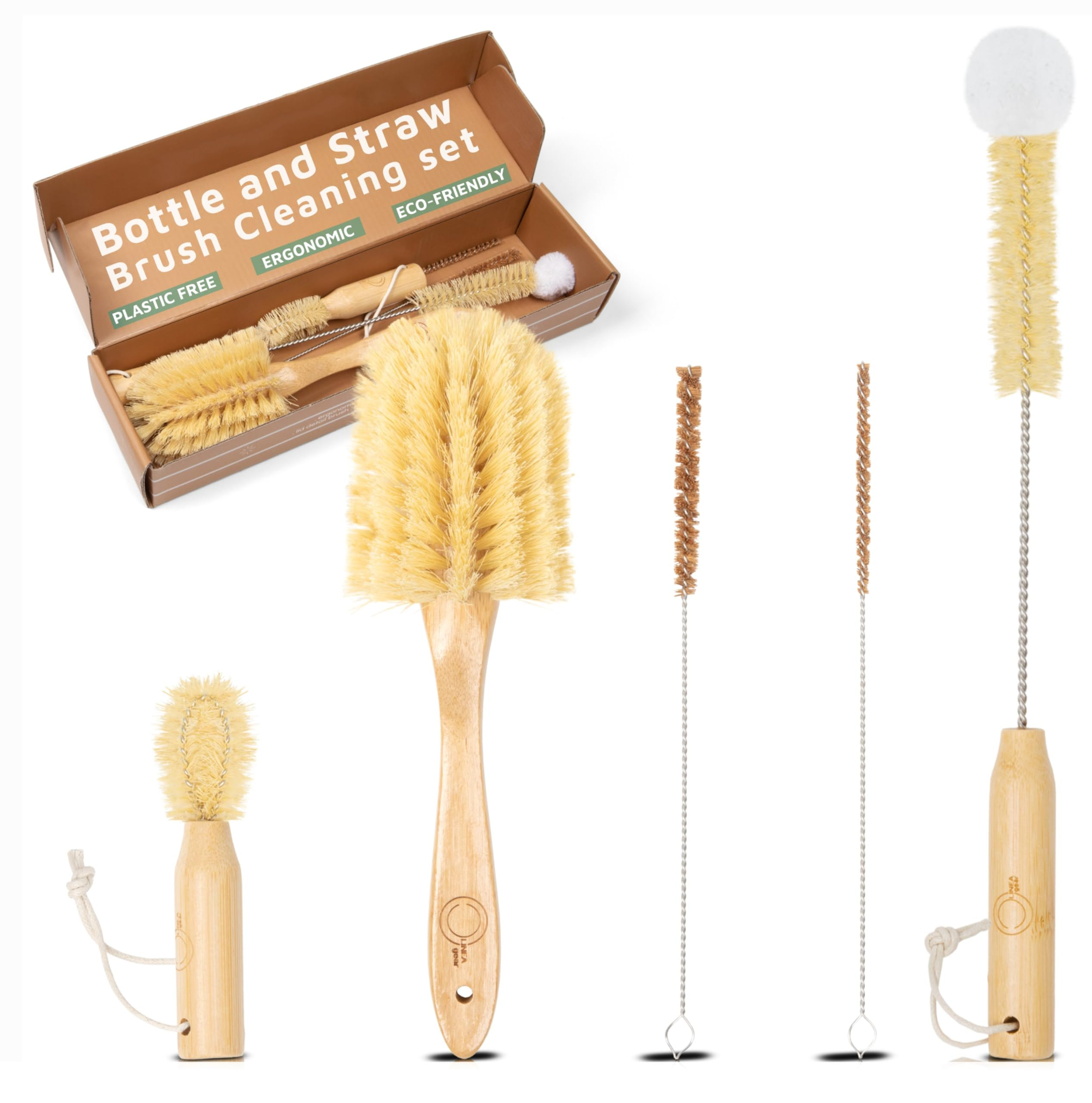 Bottle Brush Set - Ergonomic & Plastic Free Bamboo Bottle Brush, All in One Bottle And Straw Brus... | Amazon (US)