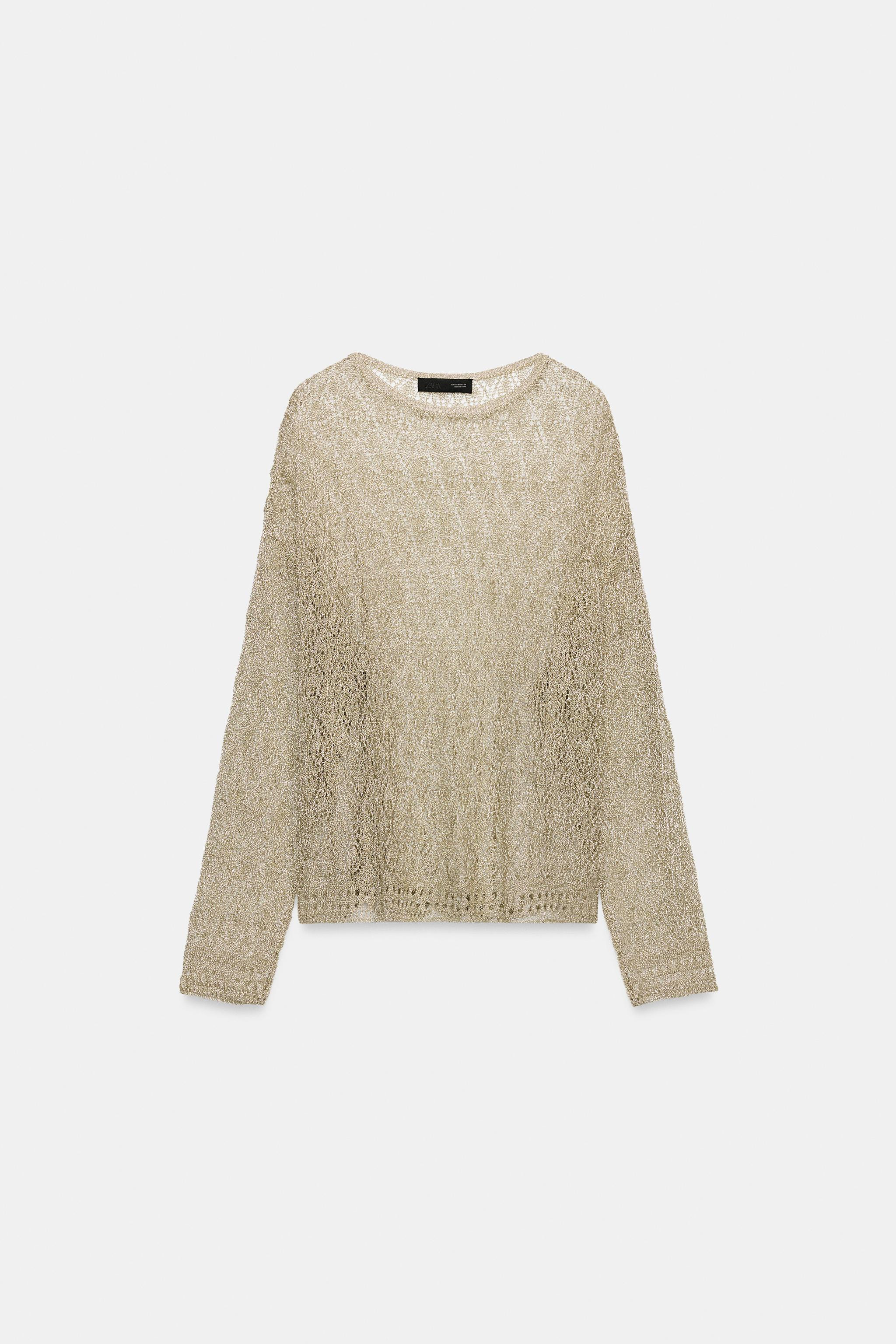 METALLIC THREAD POINTELLE KNIT JUMPER | Zara US