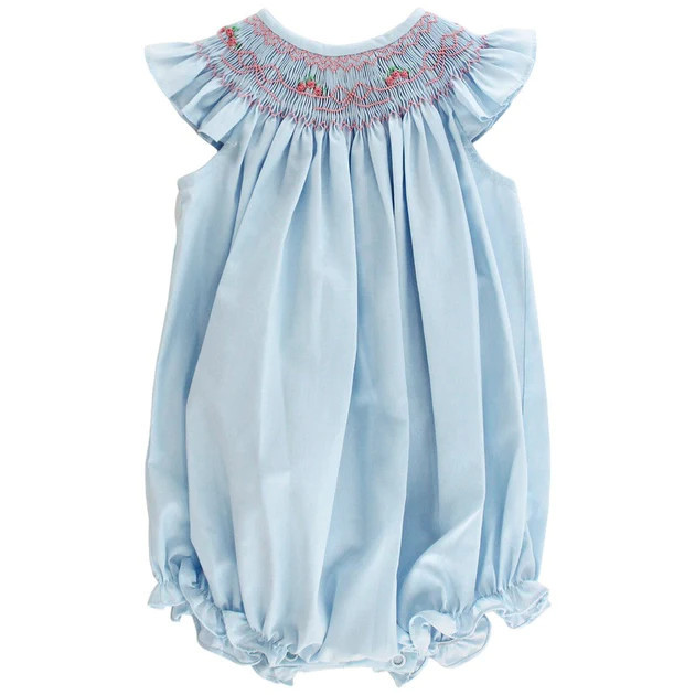 Pale Blue w/ Bow Stitch- Bishop Short Romper | The Bailey Boys