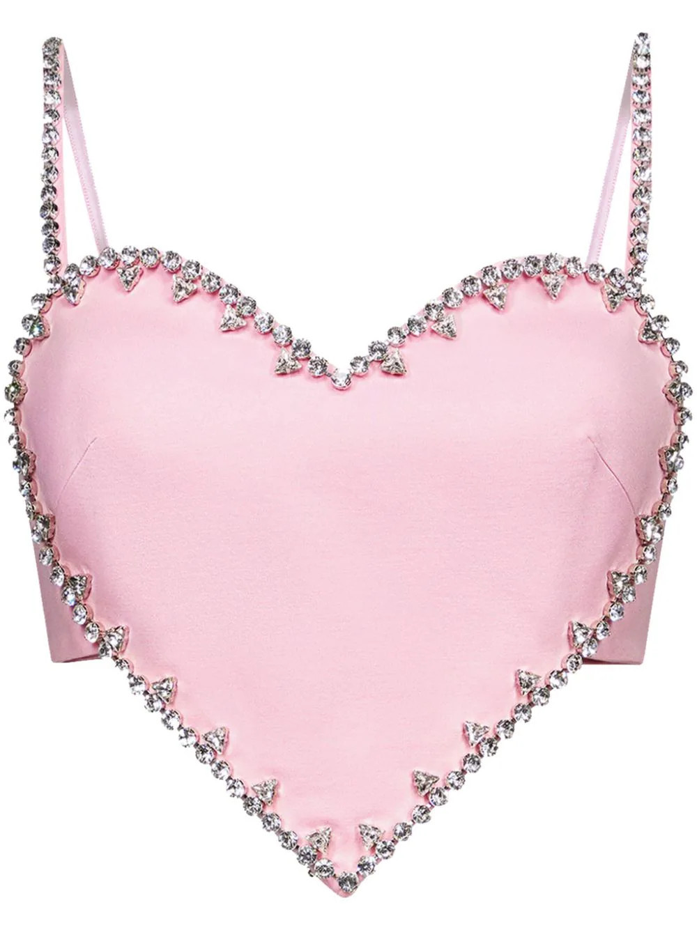 AREA crystal-trim heart crop top - Pink | Farfetch Global