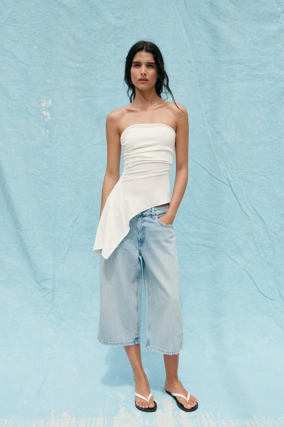 TEXTURED BANDEAU TOP | Zara US