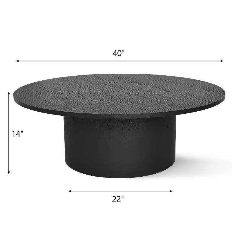 40" Dwen Manufactured Wood Foil with Black Grain Paper Round Coffee Table With Pedestal Base -The... | Target