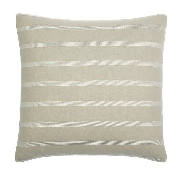 Gap Home Yarn Dyed Twill Stripe Decorative Square Throw Pillow Khaki/White 18" x 18" | Walmart (US)