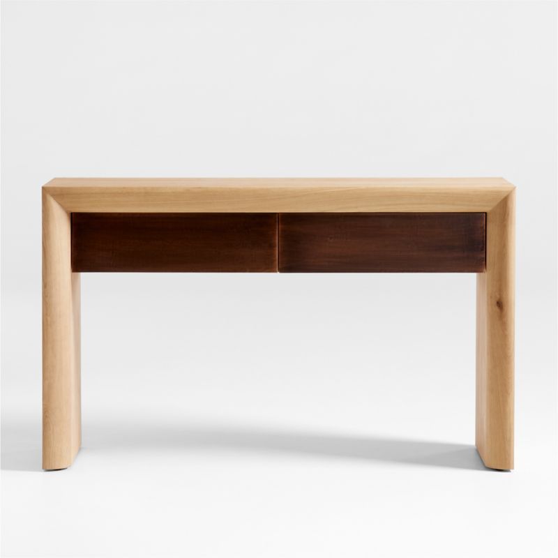 Pace Oak Wood Console Table with Drawers | Crate and Barrel | Crate & Barrel