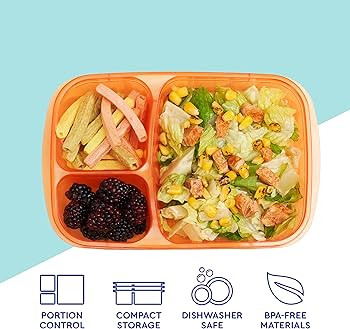 EasyLunchboxes® - Bento Lunch Boxes - Reusable 3-Compartment Food Containers for School, Work, a... | Amazon (US)
