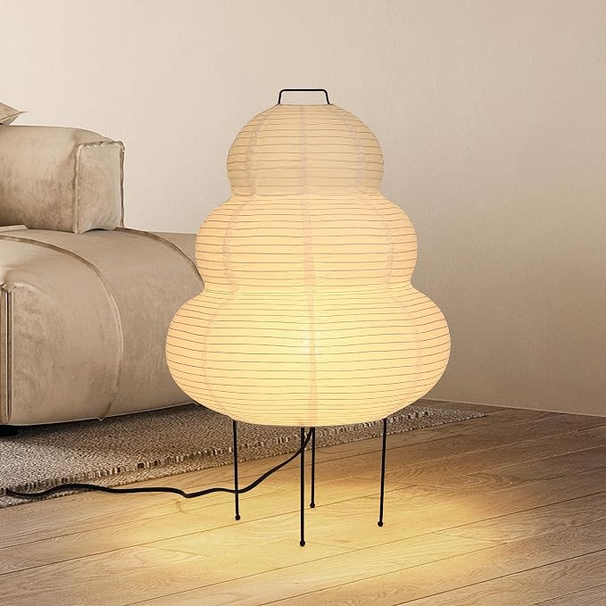 Paper Floor Lamp, White Rice Paper Lantern Lights with 3CCT Bulb, Japanese Japandi Wabi Sabi Cozy... | Amazon (US)