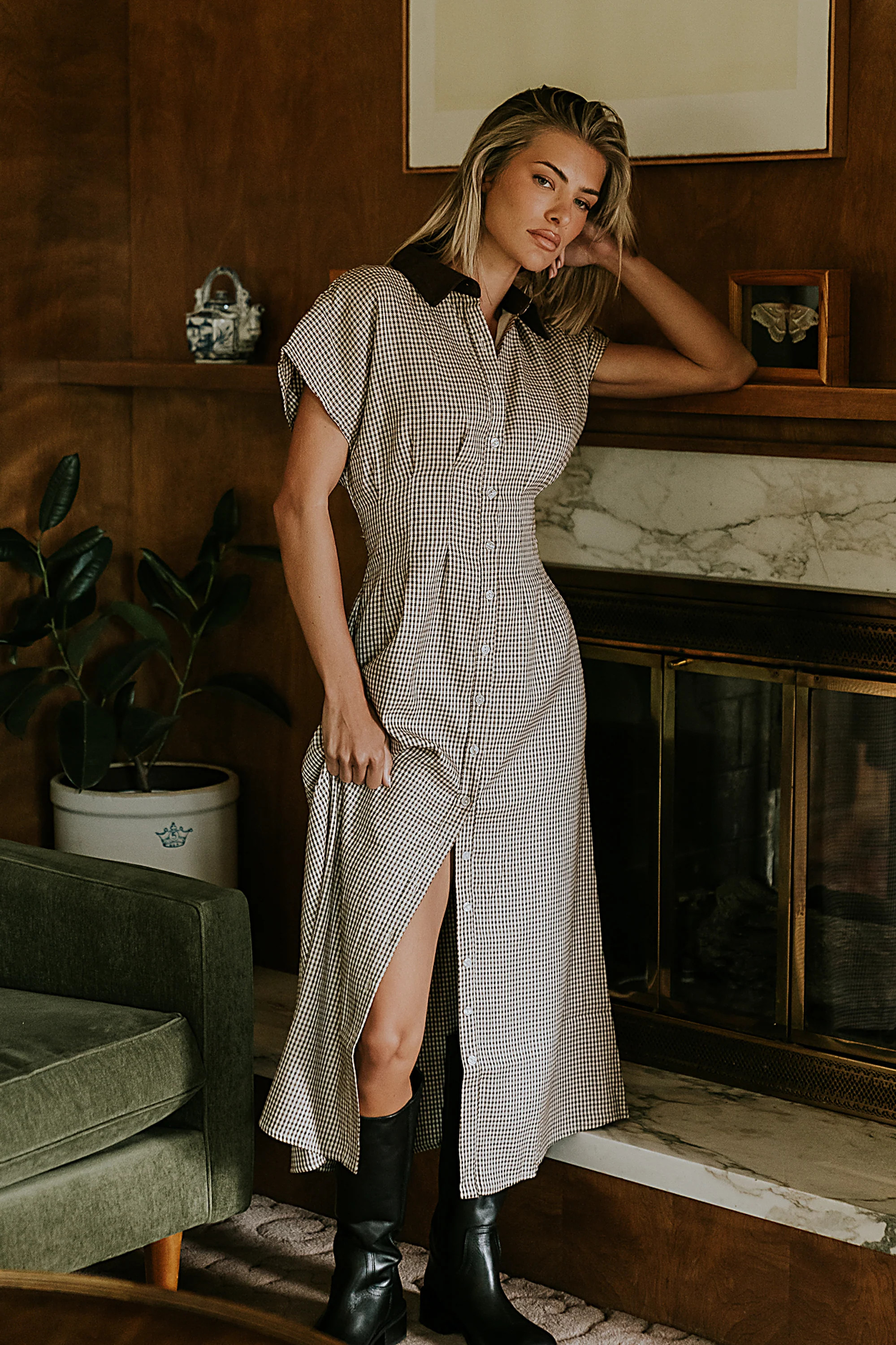 Andie Houndstooth Midi Dress | Böhme US