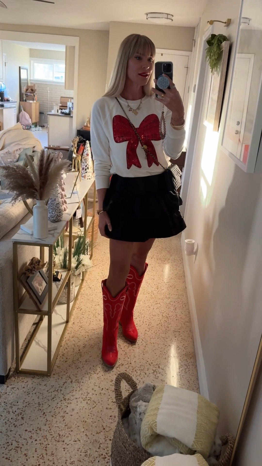 Holiday party ready! Bows 🎀 are everywhere this season! 

I found this sweatshirt at Bealls, but I couldn’t find it online. Check in store or I linked similar. 

Skirt runs big. I wish I had sized down. Wearing a Medium. 

Boots are tts but you can size up if you plan to wear thick socks. 


#LTKGiftGuide #LTKCyberWeek #LTKHoliday