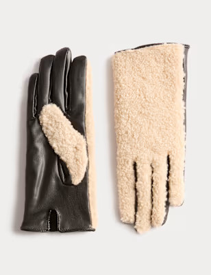 Faux Leather Shearling Gloves | Marks and Spencer US