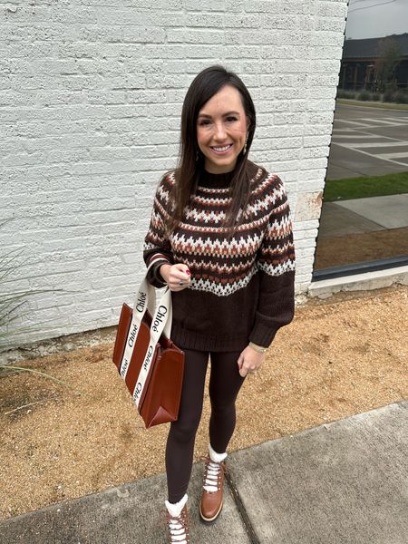 Red dress boutique chocolate brown fair isle sweater with varley leggings (xs) and Marc fisher boots. Marc fisher is having a site wide 30% off sale! Red dress boutique is having a 30% off site wide sale as well! My baublebar jewelry is also on sale



#LTKHoliday #LTKSeasonal #LTKCyberweek