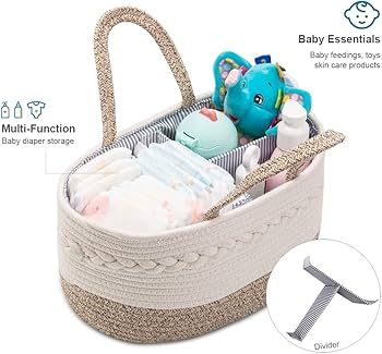 YeaYee Baby Diaper Caddy Organizer, Portable Nursery Storage Basket with Changeable Compartments,... | Amazon (US)