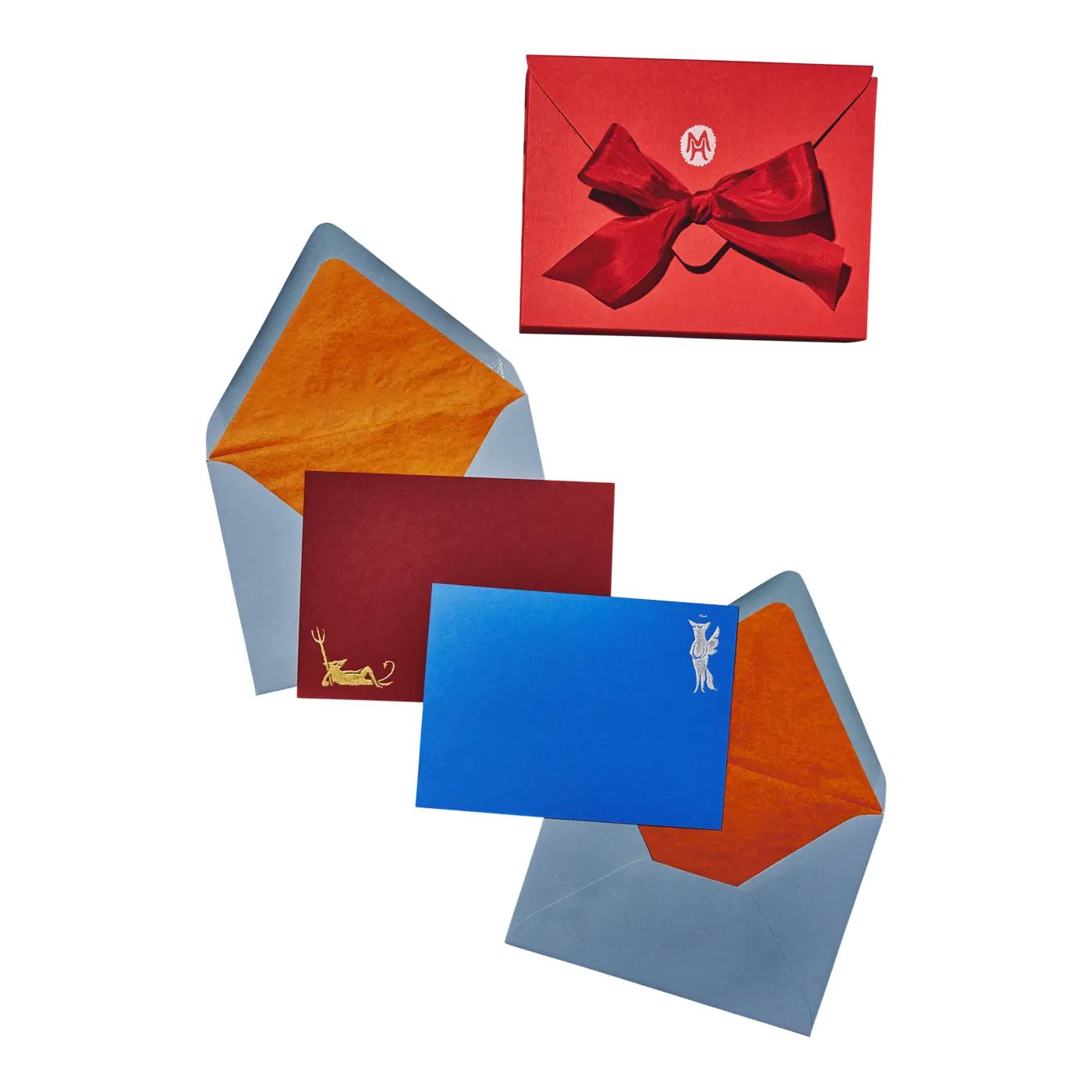 Happy Menocal "Angel/Devil" Stationery - Set of 20 Cards and Envelopes | Chairish