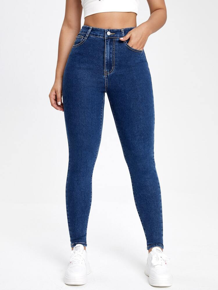 Schmale Jeans mit schrägen Taschen | SHEIN