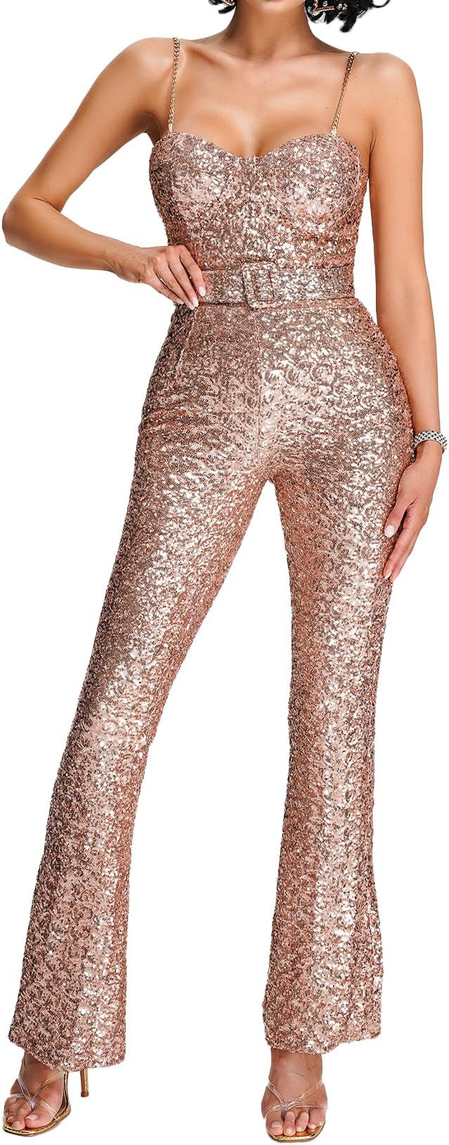 BELLA BARNETT Sequin Jumpsuits One Piece Jumpsuits For Women | Amazon (US)