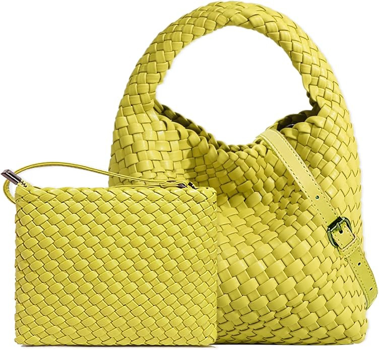 JINMANXUE Small Woven Bag for Women Cute Hobo Tote Handbag Mini Clutch Purse Vegan Leather Crossb... | Amazon (US)