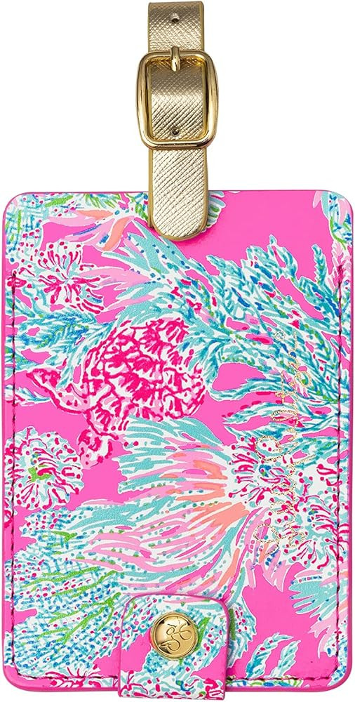 Lilly Pulitzer Leatherette Luggage Tag with Secure Strap, Colorful Suitcase Identifier for Travel | Amazon (US)