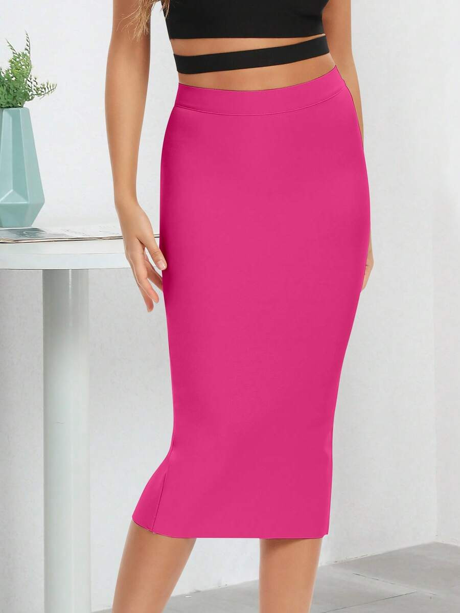 Women's Sexy Back Slit Long Skirt, Slim Fit Bodycon | SHEIN