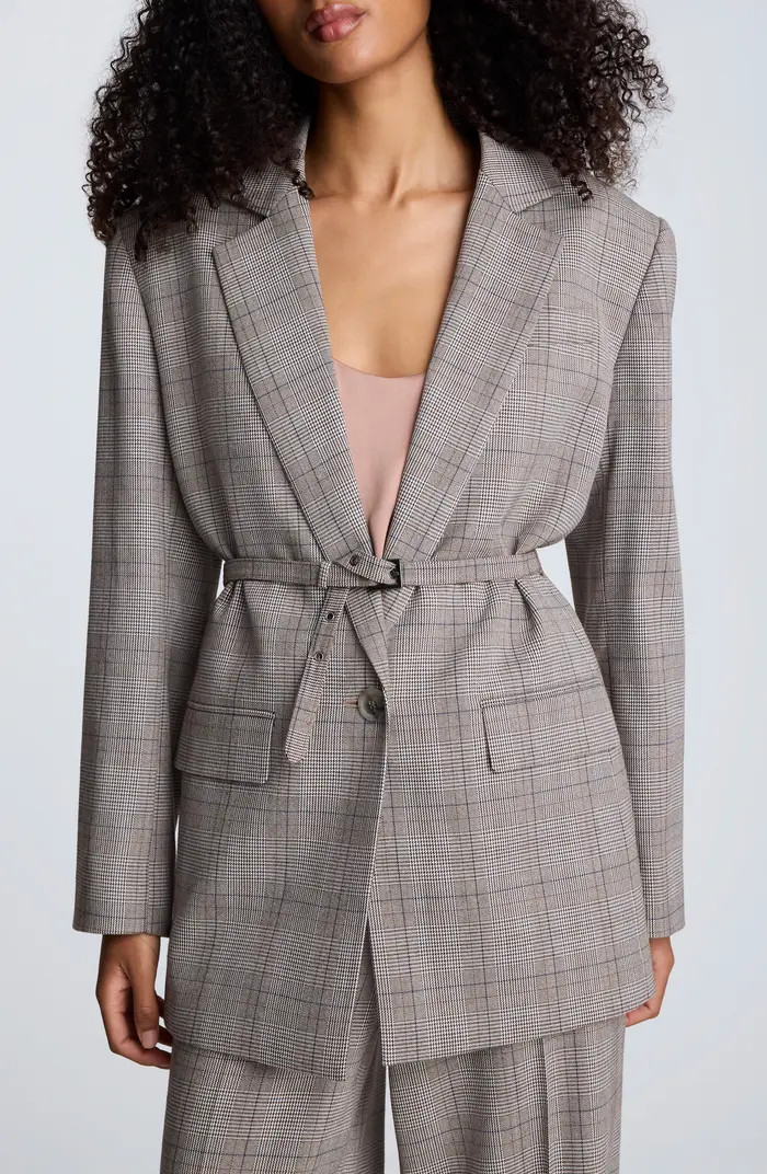 Belted Plaid One-Button Blazer | Nordstrom