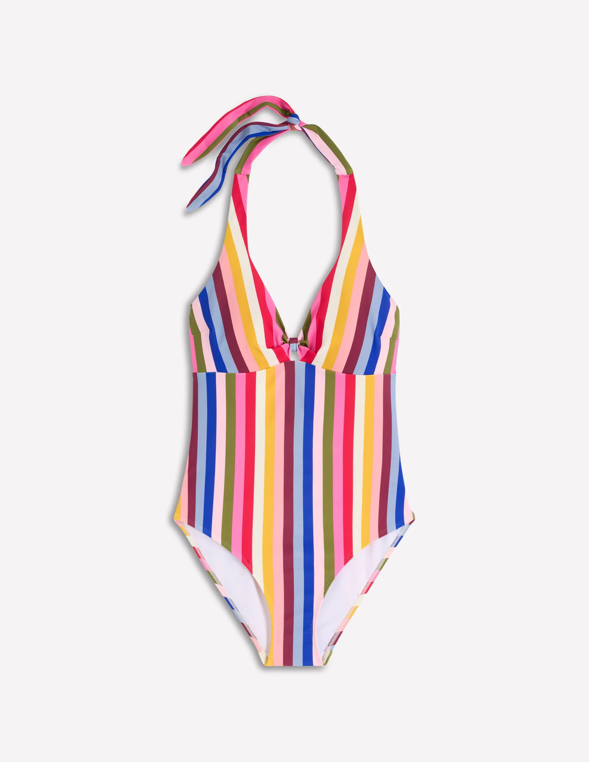 Bow Halter Swimsuit-Multi Stripe | Boden (US)