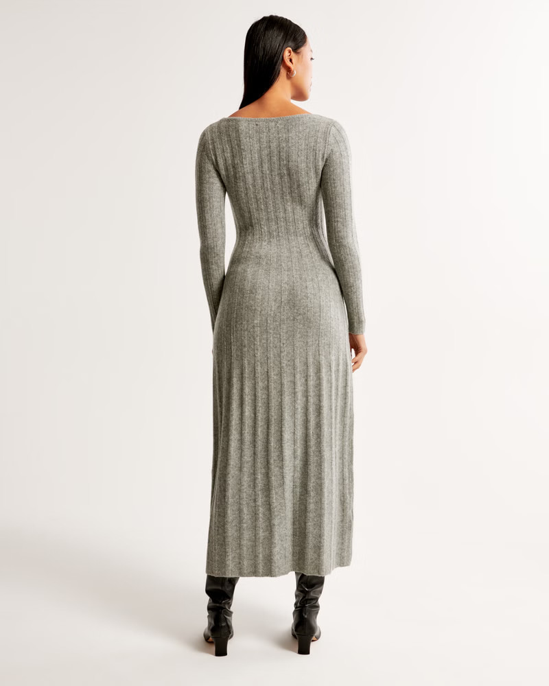 Long-Sleeve Slash Maxi Sweater Dress | Abercrombie & Fitch (US)