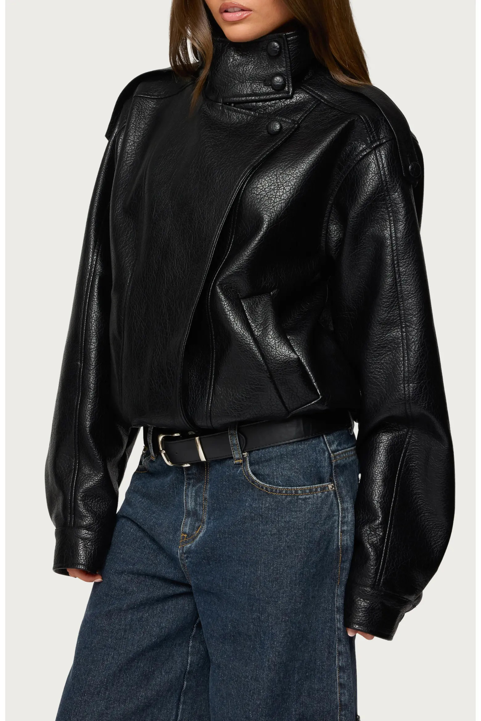 EDIKTED Jaicee Stand Collar Faux Leather Jacket (Women) | Nordstrom | Nordstrom