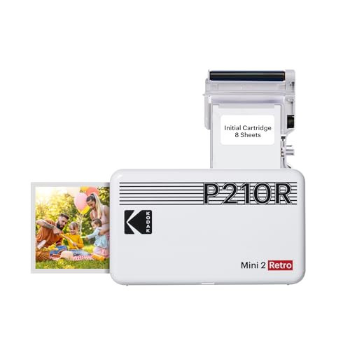 KODAK Mini 2 Retro 4PASS Portable Photo Printer (2.1x3.4 inches) + 8 Sheets, White | Amazon (US)
