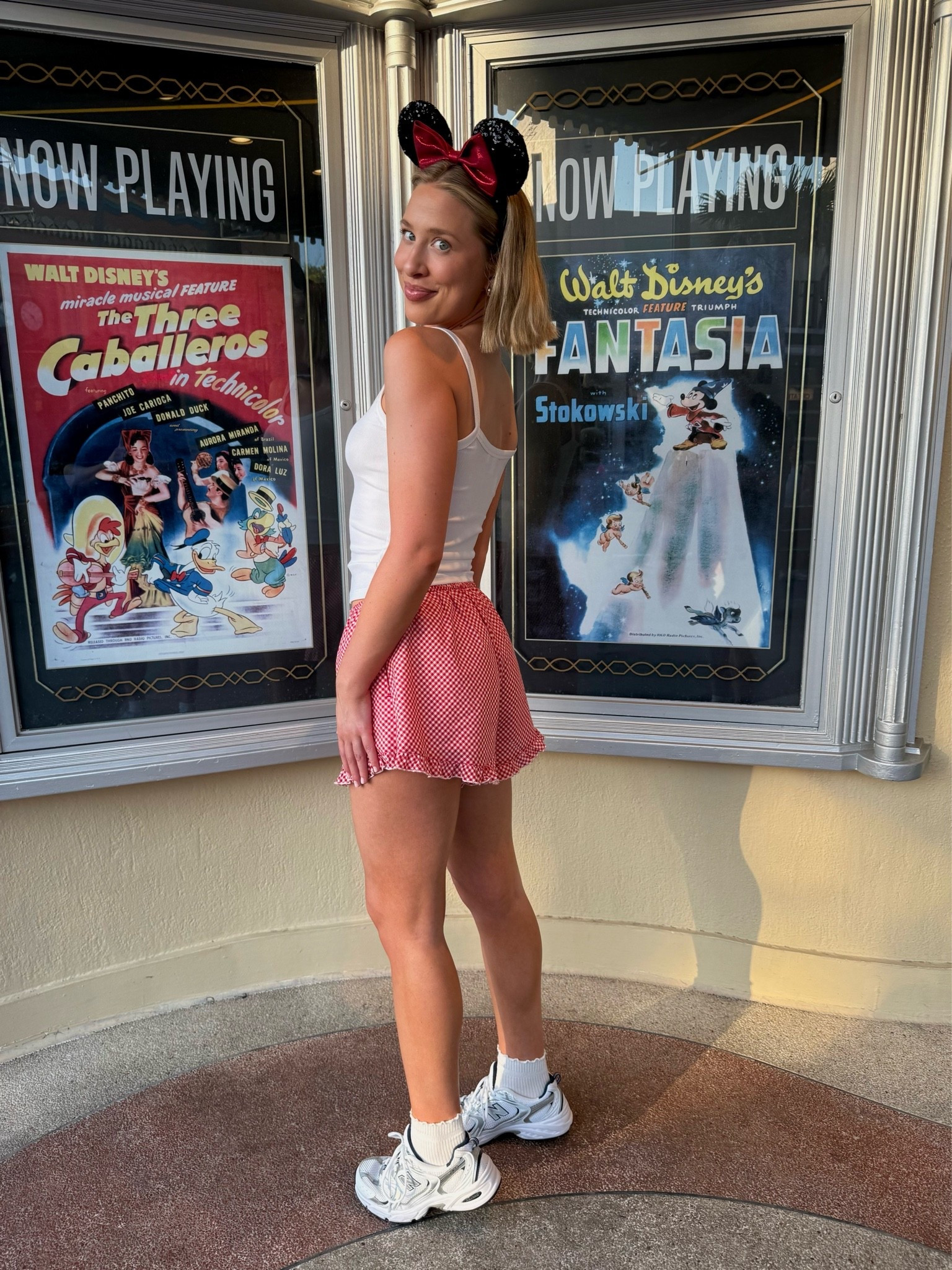 Wearing a size S in my white Aritzia tank top
Target x Parke red gingham shorts in size S
Got my Minnie ears at Magic Kingdom 🏰 
New Balance 530’s
Amazon white ruffle socks
Baublebar earrings & bracelets

#LTKootd