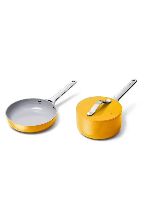 CARAWAY Nonstick Ceramic Mini Fry Pan & Sauce Pan Set in Marigold at Nordstrom | Nordstrom