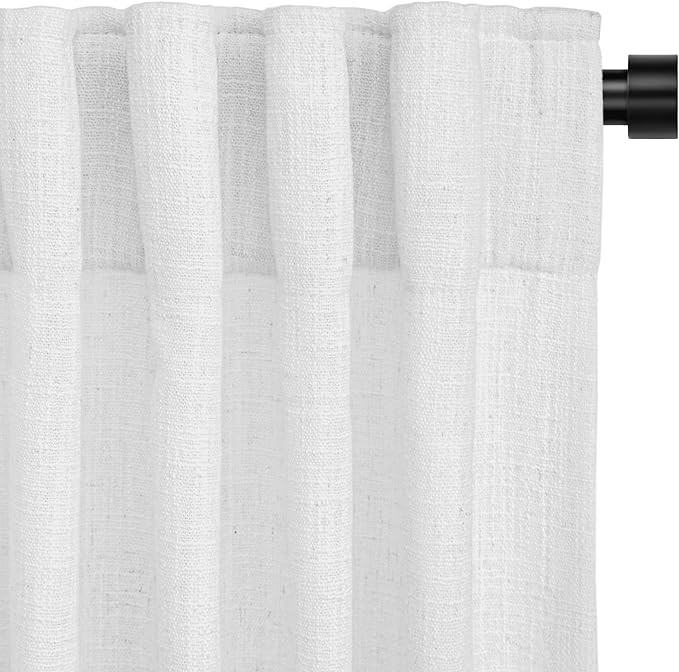INOVADAY Linen Curtains 96 Inches Long for Living Room Bedroom, Back Tab Sheer Privacy Curtains 9... | Amazon (US)