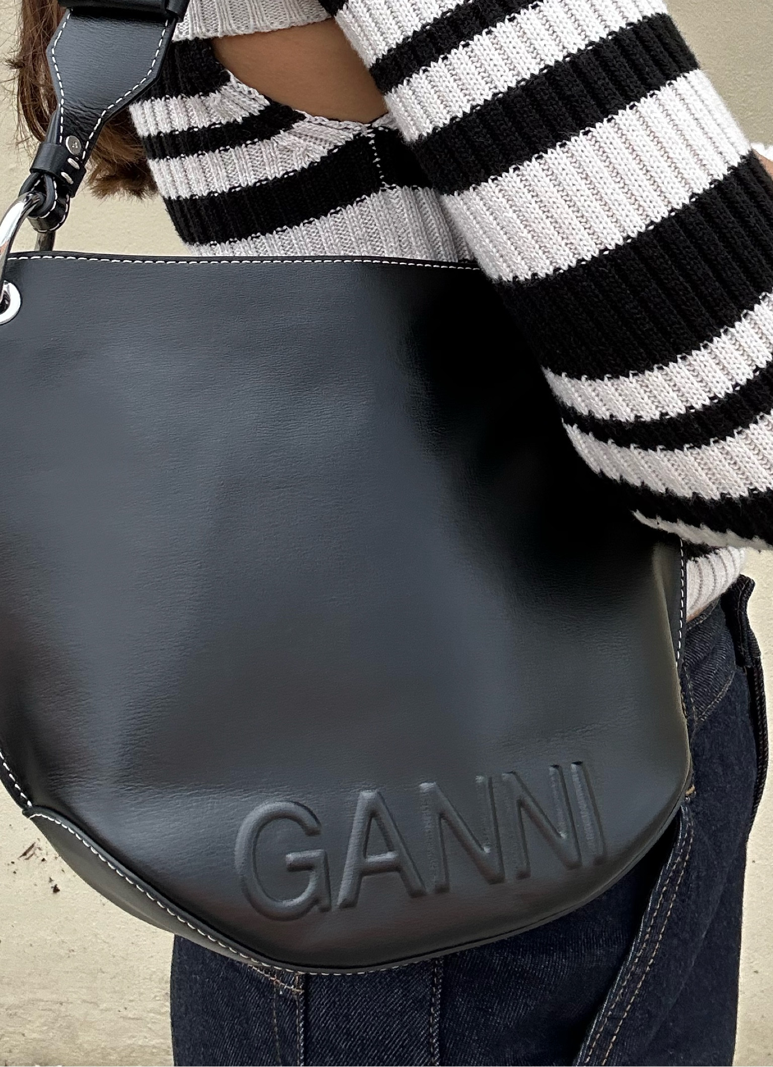 ganni banner hobo bag