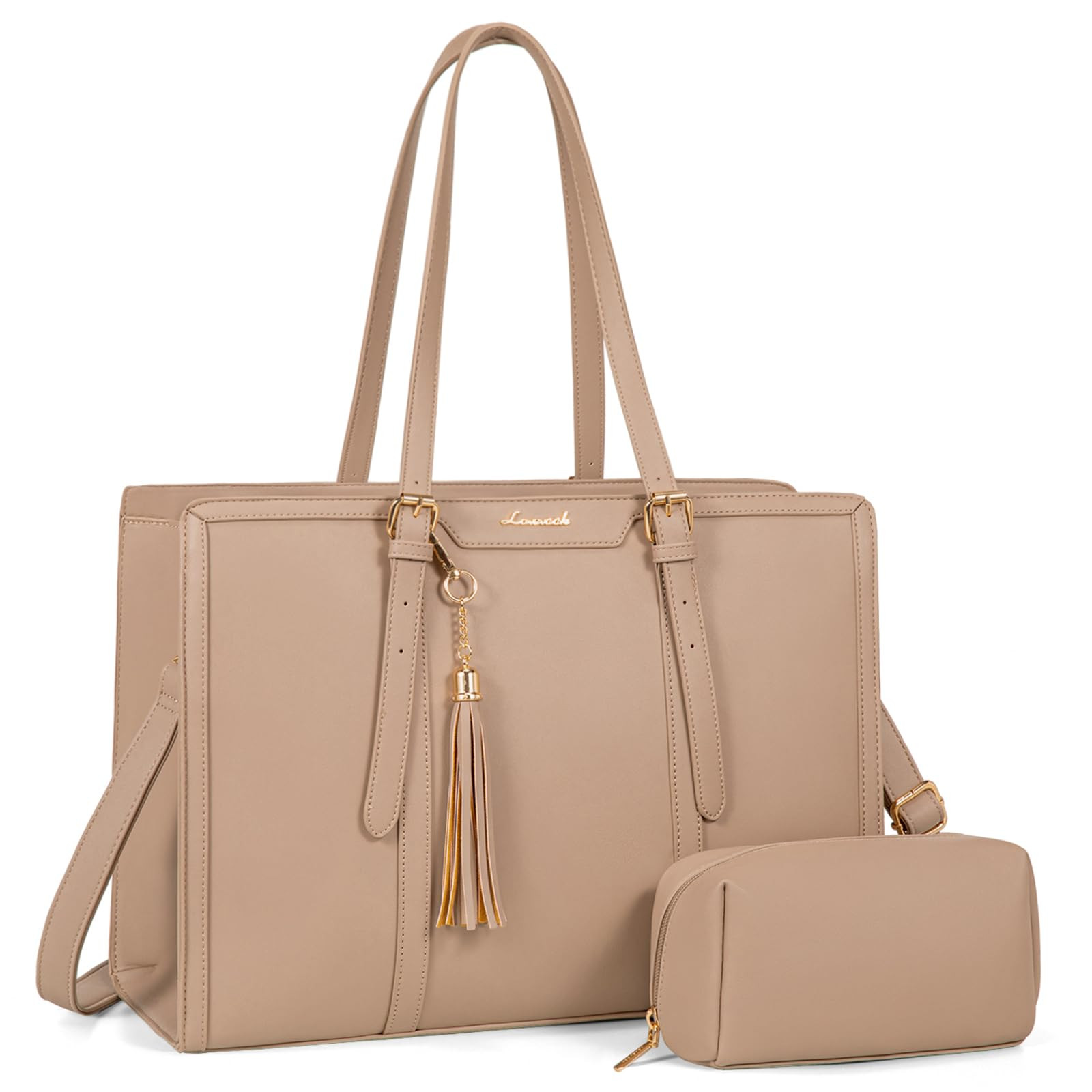 LOVEVOOK Laptop Bag for Women 15.6 inch Lightweight PU Laptop Tote Bag, Large Capacity Computer b... | Amazon (US)