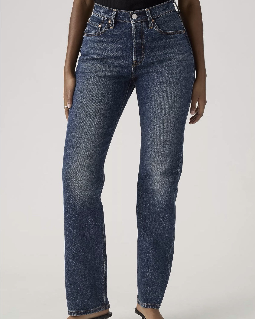 I have these Jeans by Levi’s and they are my go-to. 501® Curve is designed with a smaller waist, and fuller hip and thigh. I’m a Size 27x32 (I could do 27x30 but I preferred them long) 