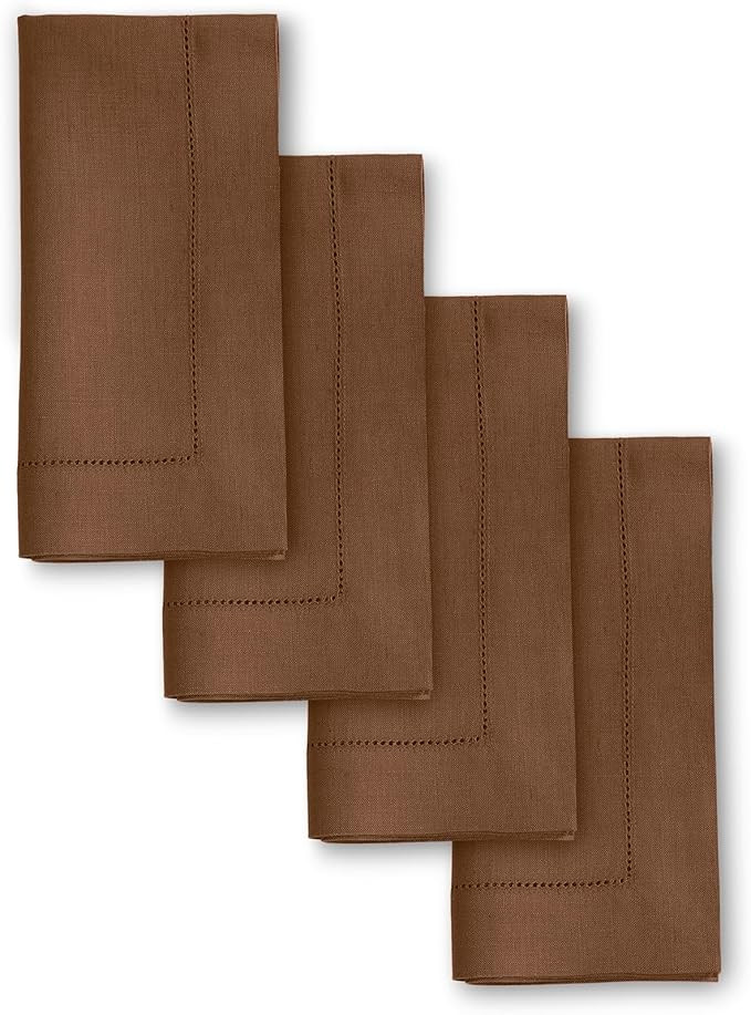 Solino Home Linen Napkins Set of 4 – 100% Pure Linen Brown Cloth Napkins 20 x 20 Inch – Class... | Amazon (US)