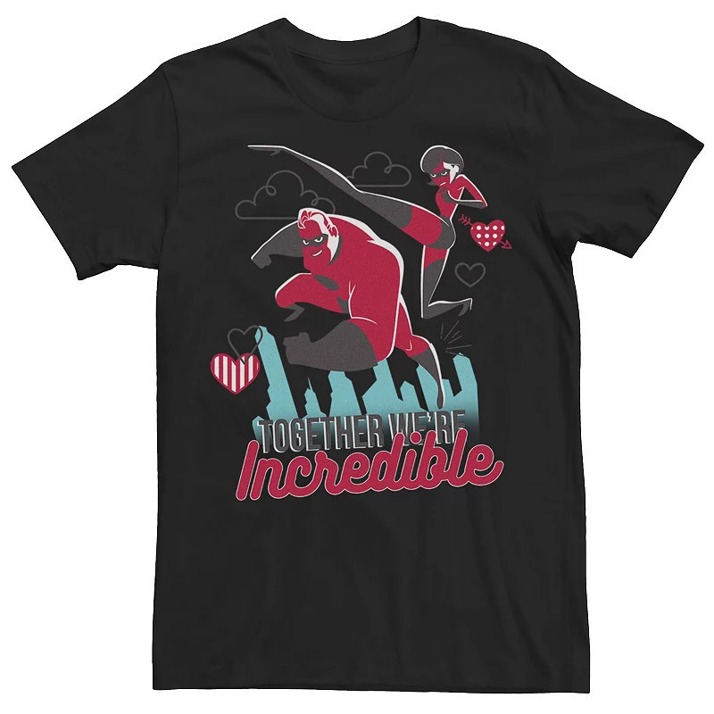 Disney / Pixar's Incredibles Men's Couple Heart Valentine Tee, Size: Medium, Black | Kohl's