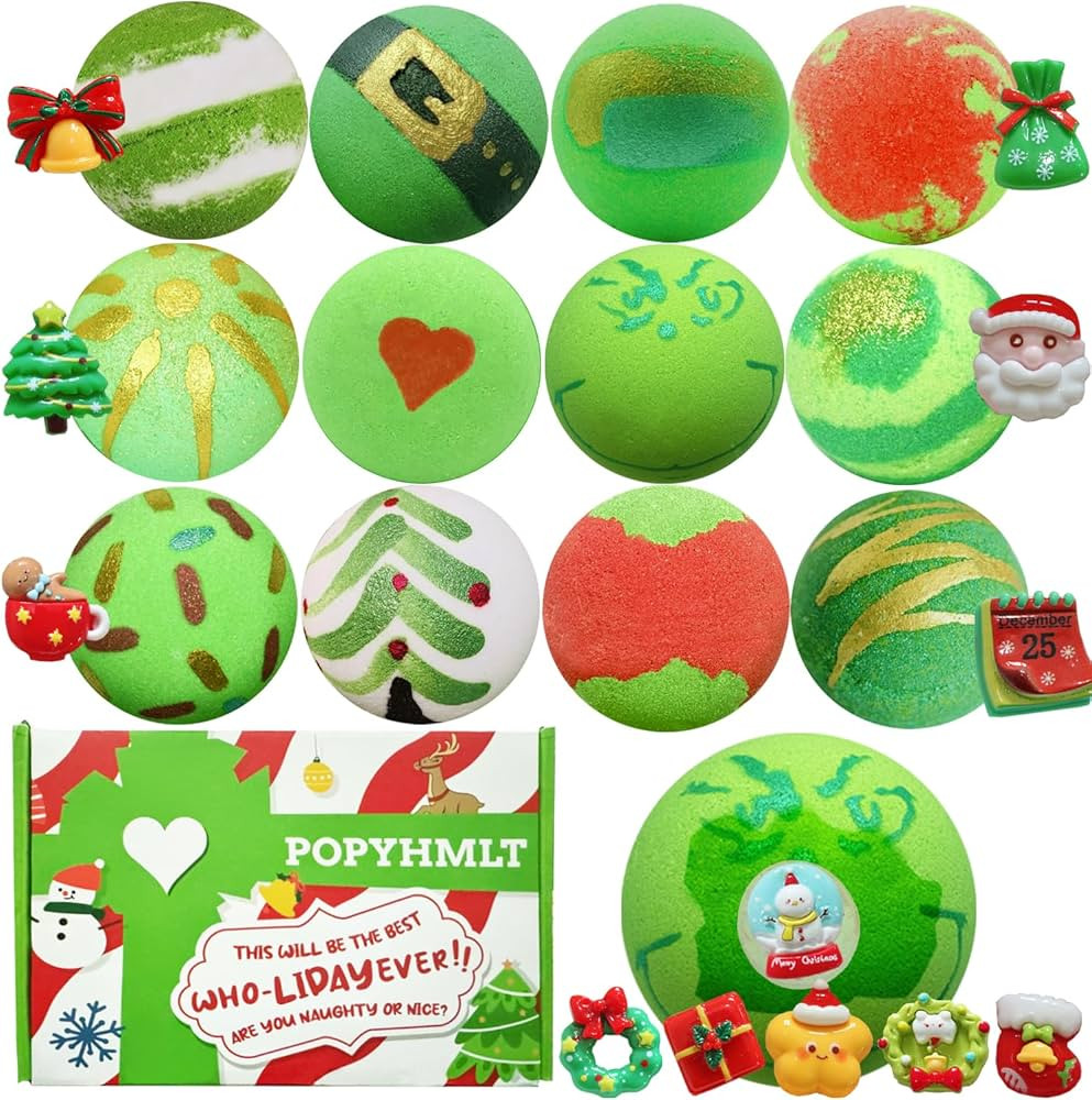 Christmas Bath Bomb,12Pcs Bath Bombs with Surprise Inside, Organic Natural Essential Oils Fun bub... | Amazon (US)