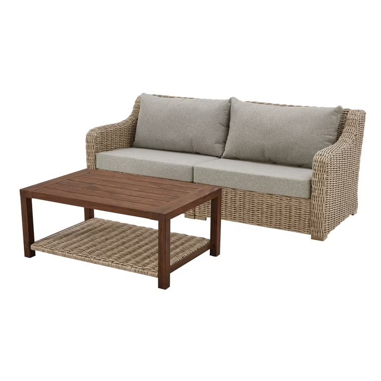 Better Homes & Gardens Bellamy 2 Piece Outdoor Sofa & Coffee Table Set with Patio Cover | Walmart (US)