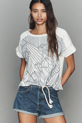 By Anthropologie 100% Cotton Stitched Tee | Anthropologie (US)