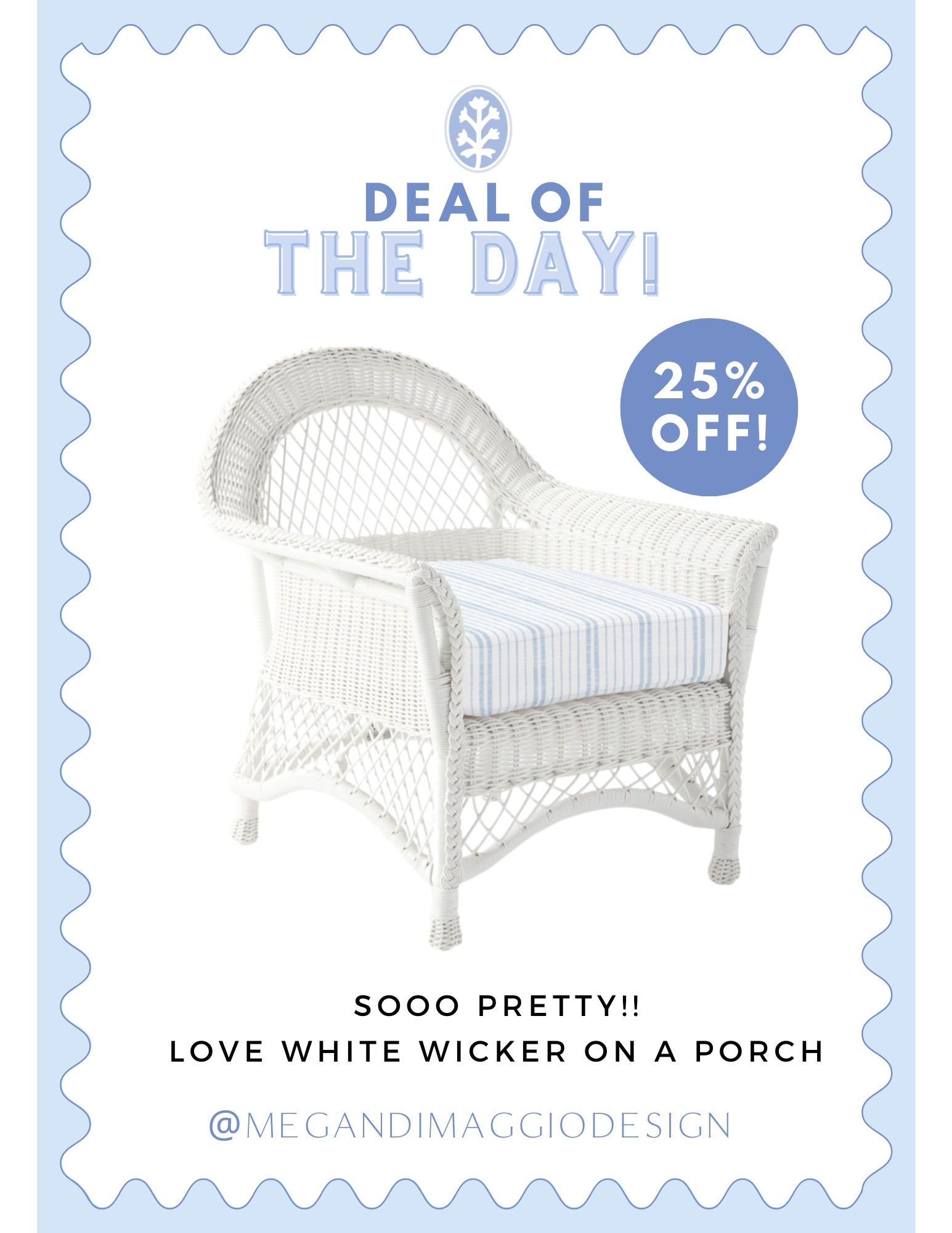 This white wicker outdoor lounge chair is sooo pretty with this custom striped cushion! Score it now for 25% OFF!! Love this entire collection for a front or screened in porch!! 😍🙌🏻

#LTKSaleAlert #LTKHome #LTKSeasonal