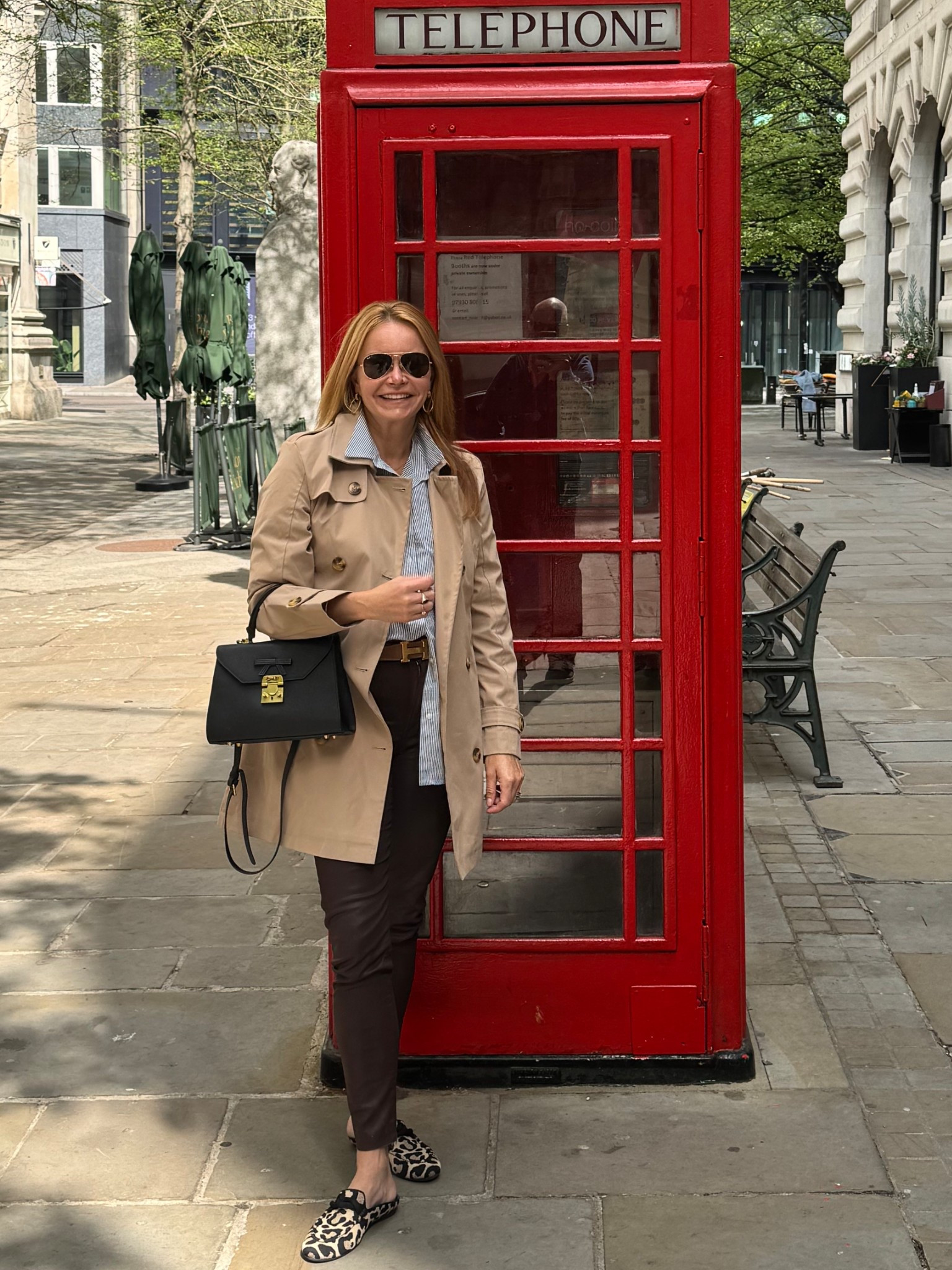 Spring clothing. Trench coat, Rothy’s mules, Quince striped button down shirt, Rayban aviators, MME.Mink black bag, Joe’s skinny jeans. 

#LTKFindsUnder50 #LTKSeasonal #LTKStyleTip