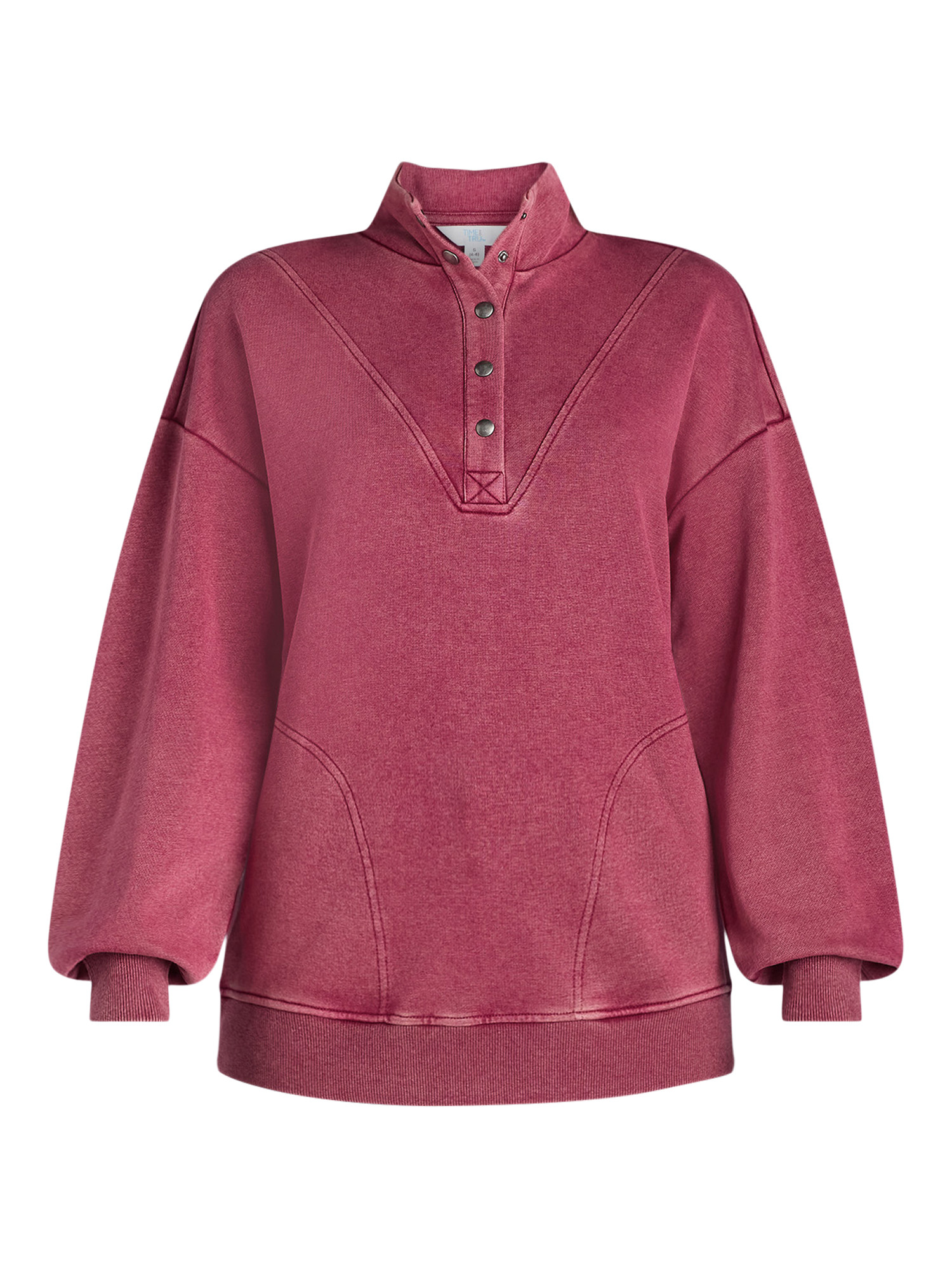 Time and Tru Women's Mock Neck Henley Pullover Sweatshirt, Sizes XS-XXXL | Walmart (US)