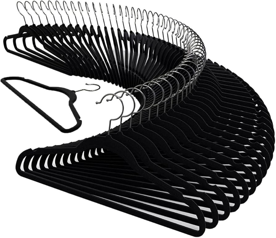 Kit 50 Cabide Veludo Slim Antideslizante Ultra Fino Preto | Amazon (BR)