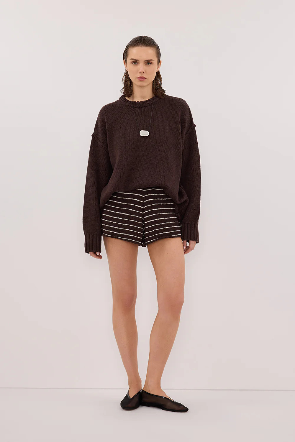 ASPEN CHOC STRIPE KNIT SHORT | DISSH