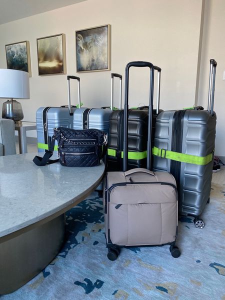 Luggage. Suitcase. Linking similar styles from the same brands. 
Luggage straps help to spot your bags quickly. Matching luggage tags. Carry-on bag fits underneath airplane seat. Crossbody bag. 
Travel gear. Travel bags. Travel essentials  

#LTKitbag #LTKover40 #LTKtravel