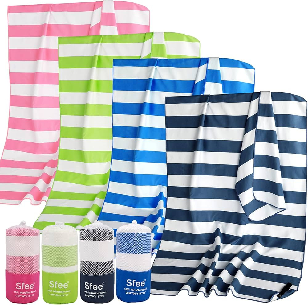 Sfee 2 Pack Microfiber Oversized Beach Towel, Quick Dry Towel Travel Towel Camping Towel Super Ab... | Amazon (US)