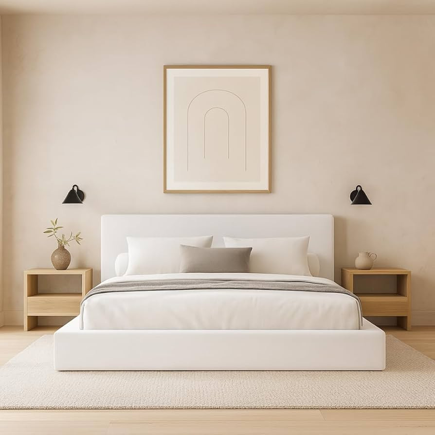 Cloud Bed Washable Unzippable Upholstered - RH- Square Frames- White Linen, Beige, Taupe, Black, ... | Amazon (US)