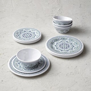 Millie Tile Melamine 12-piece Dinnerware Set | Frontgate | Frontgate