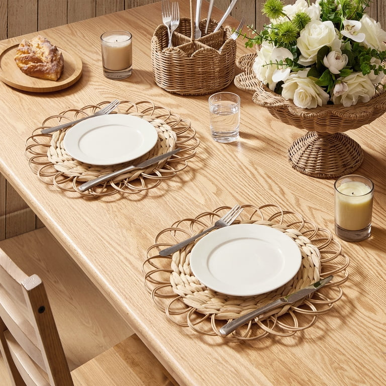 Rattan Scalloped Decorative Bowl, 7", by My Texas House | Walmart (US)