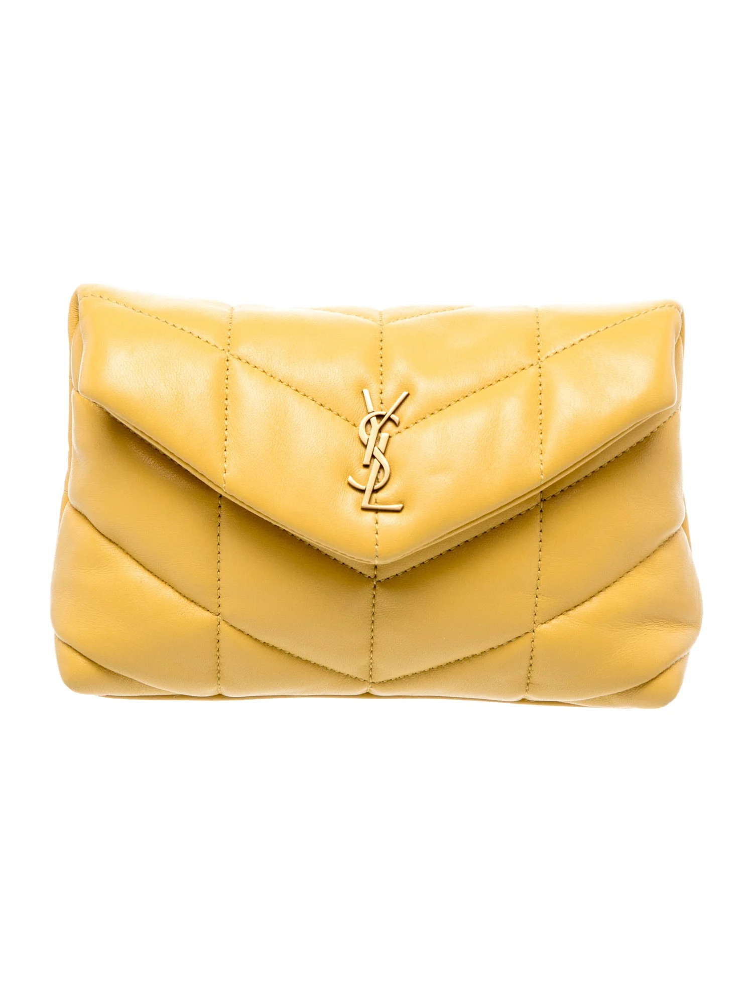 Saint Laurent Leather Monogram LouLou Puffer Pouch Clutch - Yellow Clutches, Handbags - YVE263805... | The RealReal