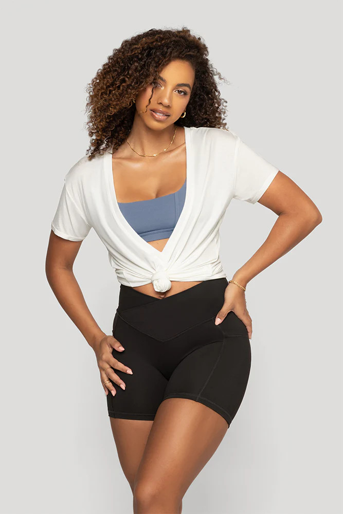Reversible Deep V Tee - Cream | POPFLEX