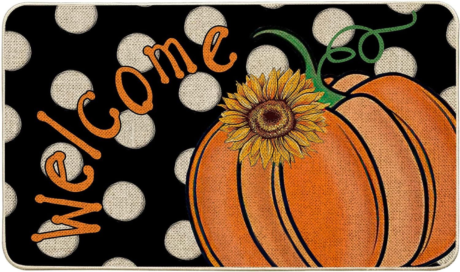Baccessor Fall Welcome Pumpkin Doormat Rug, Thanksgiving Autumn Polka Dots Decorative Outdoor Mat... | Amazon (US)